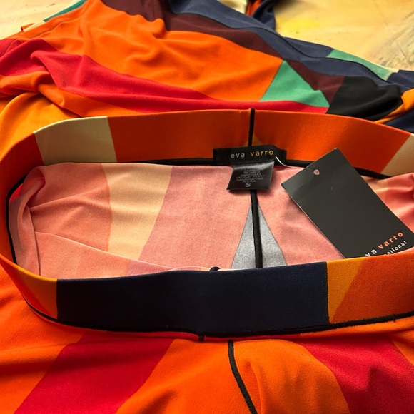 Eva Varro Knit Jersey Abstract Print Elastic Waist Wide Leg Pull-On Pants - Picture 13 of 14